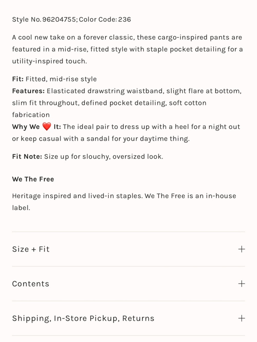 We The Free Park Ave Pull-On Cargo Pants - Picture 3 of 10